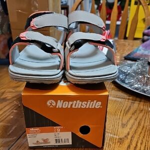 Northside Women's Sandals - Light Gray and Coral